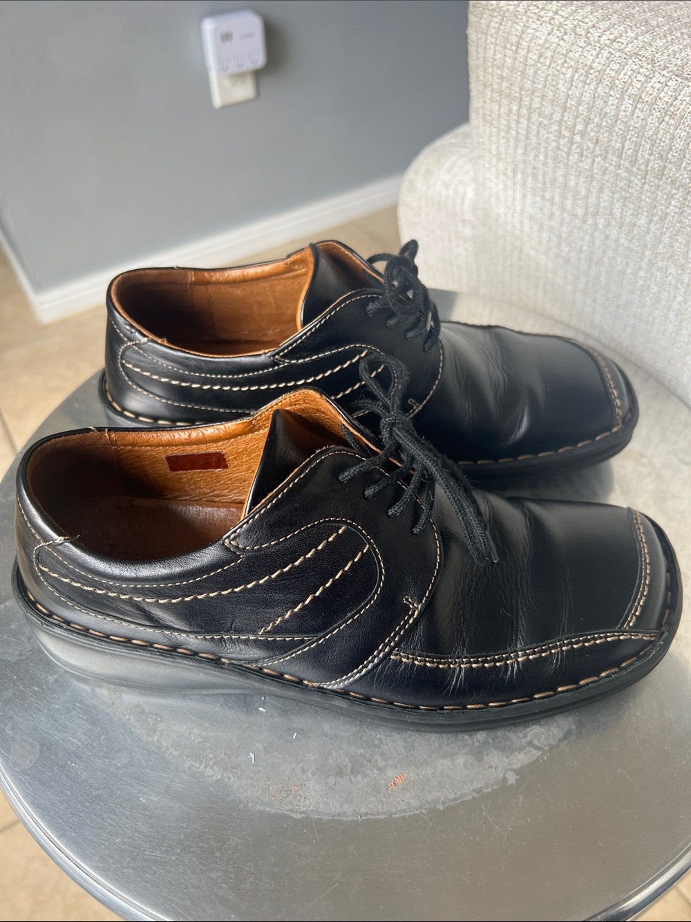 Josef Seibel Black Leather Women's Lace-Up Loafers